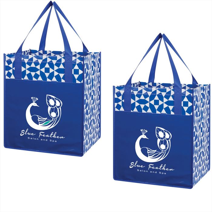 JH3398 Non-Woven Geometric Shopper Tote Bag With Custom Imprint